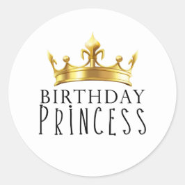 Royal Gold Crown Birthday Princess Party Runder Aufkleber