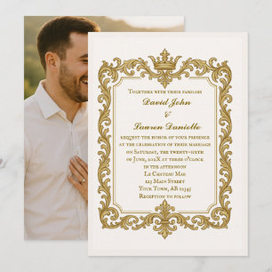 Royal Gold Crown Foto Hochzeit Einladung