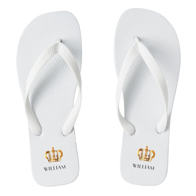 Royal Gold Crown - Kundenname Weiß Flip Flops (Fußbett)