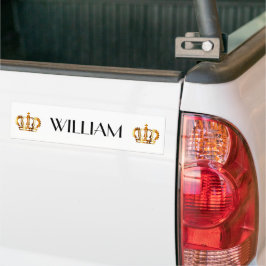 Royal Gold Crown Name White Autoaufkleber
