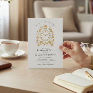 Royal Gold Flourish Uhr Ruhestandsparty Ankündigun Einladung