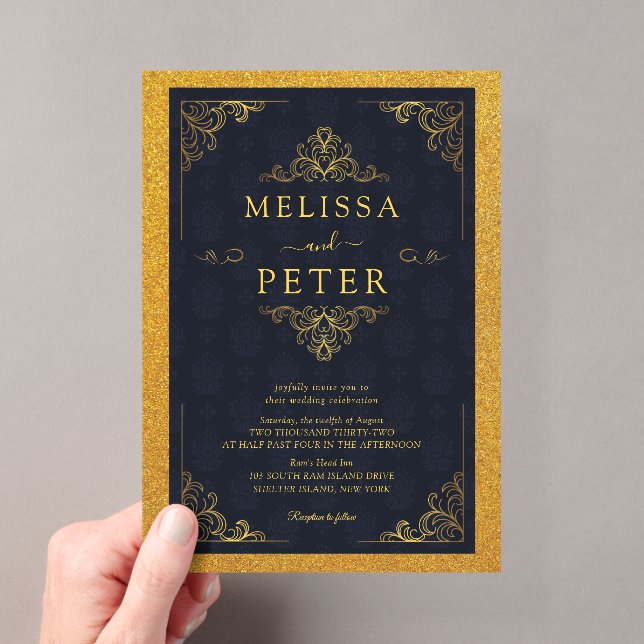 Royal Gold Glitzer Verziert Wedding Acryleinladungen (Insitu (Handheld))
