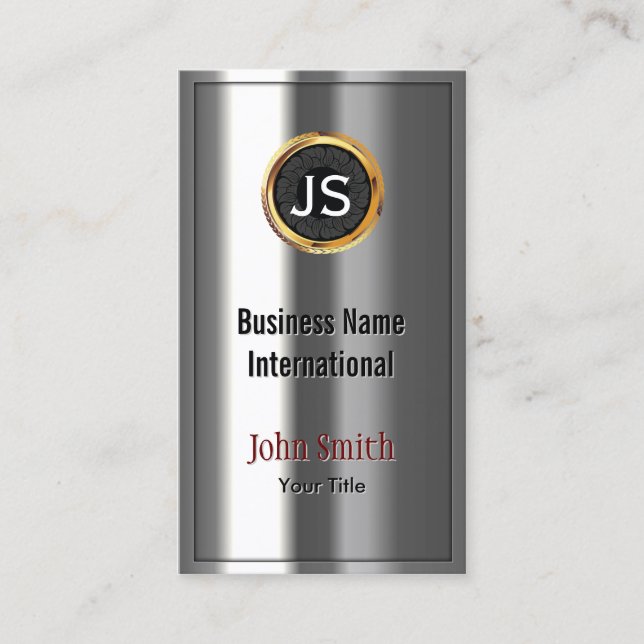 Royal Gold Label Chrome Metal Look Business Card Visitenkarte (Vorderseite)