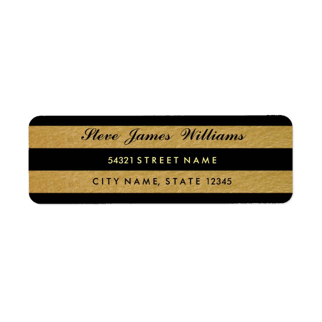 Royal Gold Leaf Black Stripes Address Labels (Vorne)