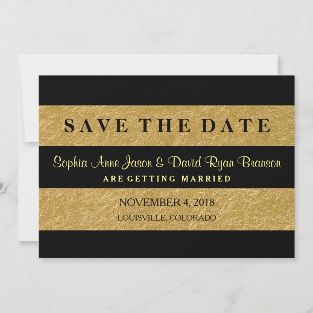 Royal Gold Leaf Streifen Hochzeit SPAREN DAS DATUM Save The Date (Vorderseite)