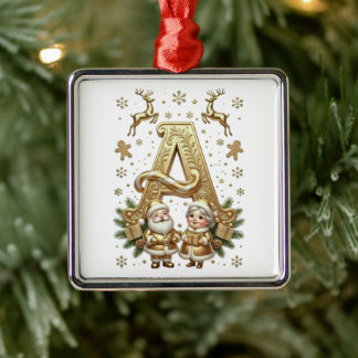 Royal Gold Letter A Luxury Silver Framed Ornament Aus Metall