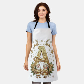 Royal Gold Letter A Luxury Unisex Holiday Apron Schürze