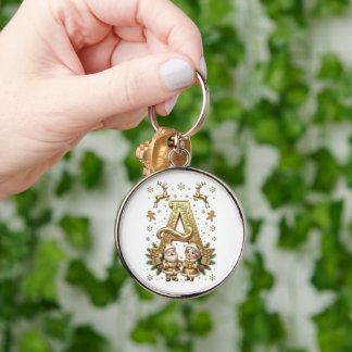 Royal Gold Letter A Luxury Unisex Silver Keychain Schlüsselanhänger