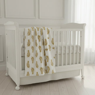 Royal Gold Palm & Crown Muster Benutzerdefiniert S Sherpadecke