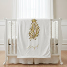 Royal Gold Palmwedel & Krone Babydecke -