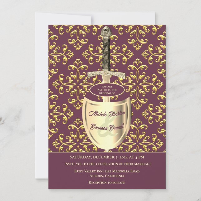 Royal Gold Pattern Hochzeitseinladung Einladung (Vorderseite)