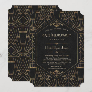 Royal Gold Schwarz Great Gatsby 1920er Junggeselle Einladung