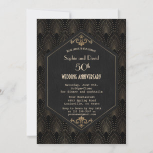 Royal Gold Schwarze Great Gatsby Hochzeit Jubiläum Einladung