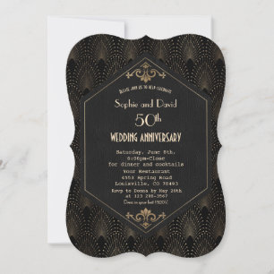 Royal Gold Schwarze Great Gatsby Hochzeit Jubiläum Einladung