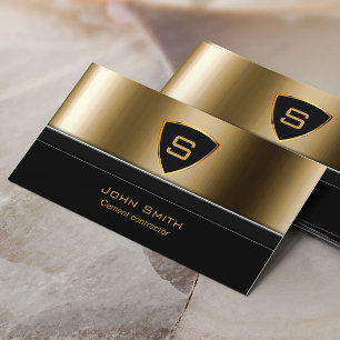 Royal Gold Shield Cement Contractor Business Card Visitenkarte
