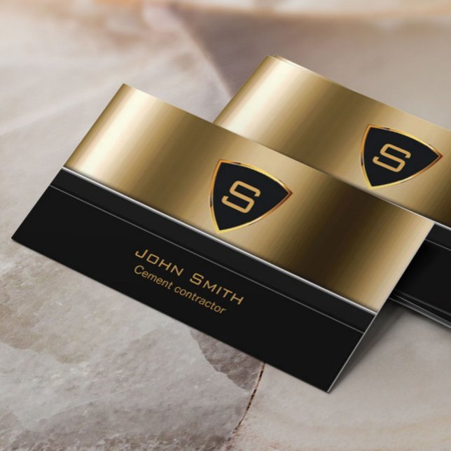 Royal Gold Shield Cement Contractor Business Card Visitenkarte (Von Creator hochgeladen)
