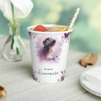 Royal Gold Tiara Lilac Light Lila Quinceanera Pappbecher