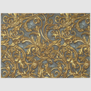 Royal Gold und Cyan Verziert Celtic Damask Seidenpapier
