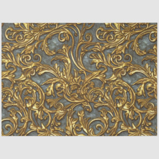 Royal Gold und Cyan Verziert Celtic Damask Seidenpapier