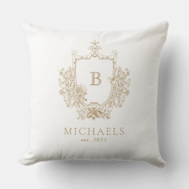 Royal Gold und White Monogram Wappen Throw Kissen