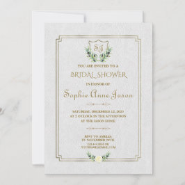 Royal Gold Wappen Greenery Floral Brautparty Einladung