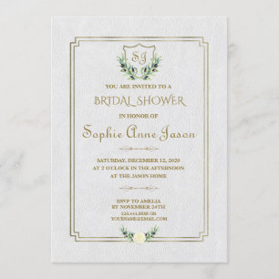 Royal Gold Wappen Greenery Floral Brautparty Einladung