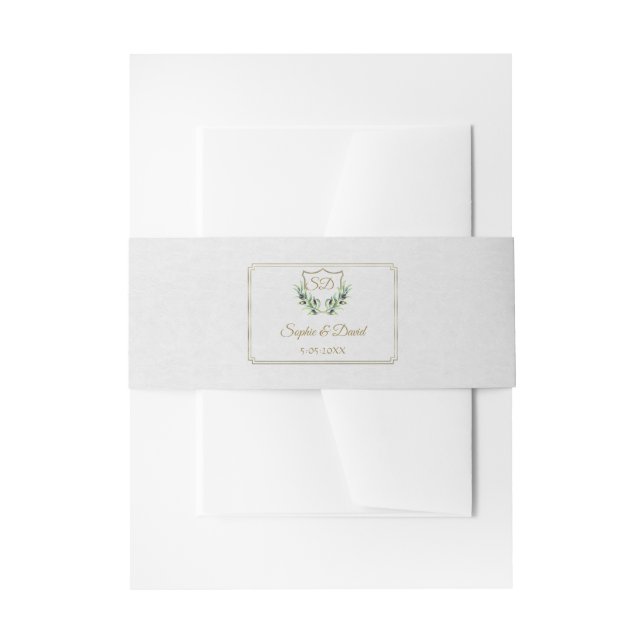 Royal Gold Wappen Grüne Hochzeit Einladungsbanderole (Vorderseite Beispiel)