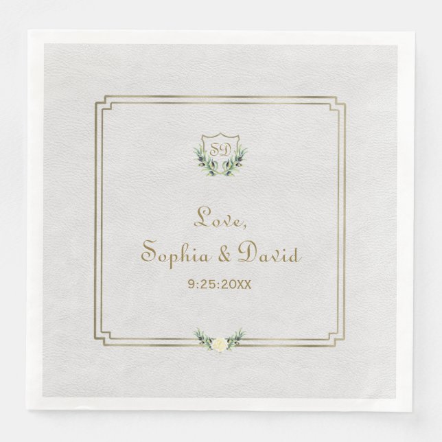 Royal Gold Wappen Grüne Hochzeit Serviette (Vorderseite)
