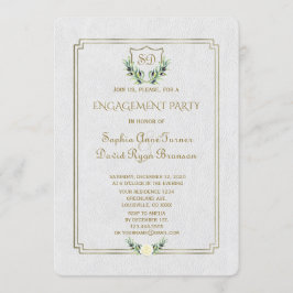 Royal Gold Wappen Lush Greenerity Engagement Party Einladung