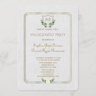 Royal Gold Wappen Lush Greenerity Engagement Party Einladung