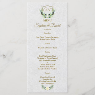 Royal Gold Wappen Lush Greenerity Wedding Menu Menükarte