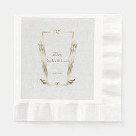 Royal Gold White Art Deco Monogram Wedding Serviette