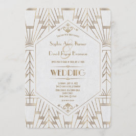 Royal Gold White Great Gatsby 1920er Hochzeit Einladung