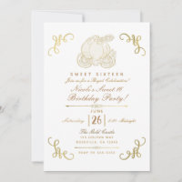 Royal Golden Gold Pumpkin Carriage Sweet 16 Party