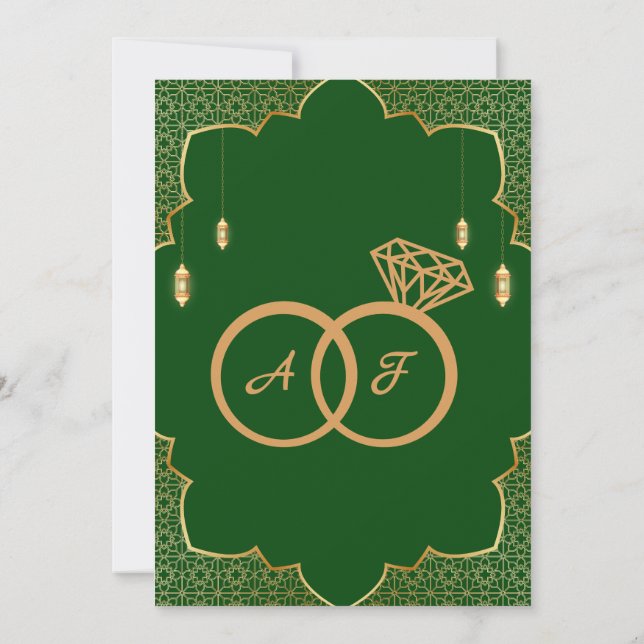 Royal Green Arabisch Save The Date (Rückseite)