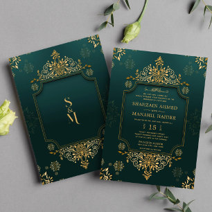 Royal Green I Gold Floral Elegante muslimische Hoc Einladung
