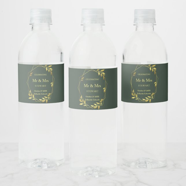 Royal Green Minimalistisch Botanical Wedding (Flaschen)