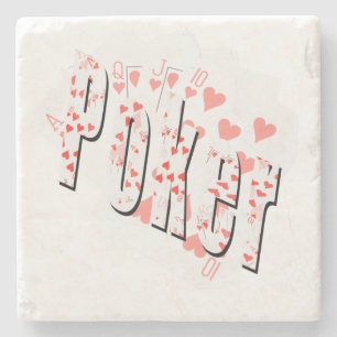 Royal Heart Flush Poker Logo, Steinuntersetzer