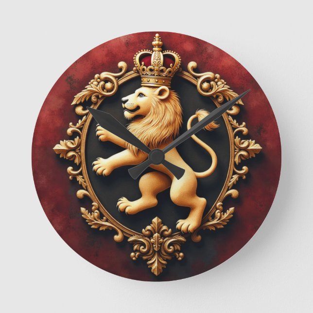 Royal Heraldic Tapestry Pattern Runde Wanduhr (Vorderseite)