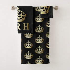 Royal Highness Crown aus Gold und Black HRH Badhandtuch Set