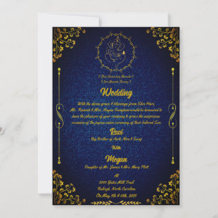 Royal Indian Hindu Wedding Ganesha Logo Golden Inv Einladung