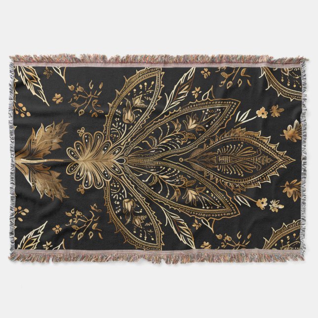 Royal Indian Luxury Black & Gold Decke (Vorderseite)