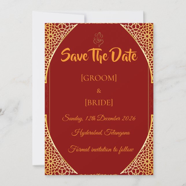 Royal Indian Marriage Announcement Save The Date (Vorderseite)