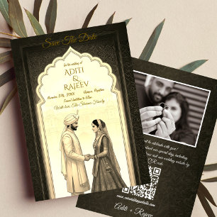 Royal Indian Palace Wedding Save the Date QR Code Einladung