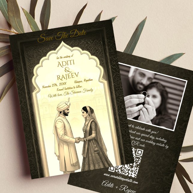 Royal Indian Palace Wedding Save the Date QR Code Einladung (Royal Indian Wedding Save The Date)