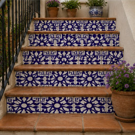 Royal Indigo Elegant Geometric Floral Mosaic Fliese