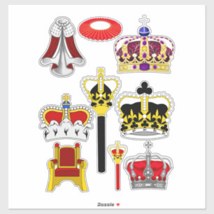 Royal King Queen Crowns Scepters Cartoon Clipart Aufkleber