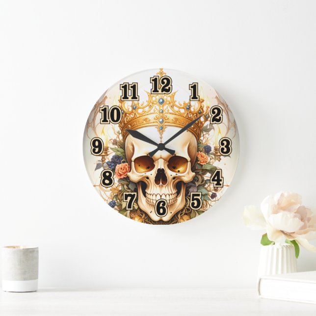 Royal King Skull Wall Clock Große Wanduhr (Zuhause)