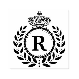 Royal Laurel Wreath Crown Monogram SCHWARZ-WEISS Permastempel