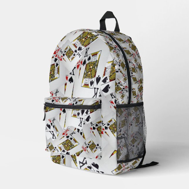 "Royal Layer: A Stack of Kings Poker Cards" Bedruckter Rucksack (Rückseitige Ecke Rechts)